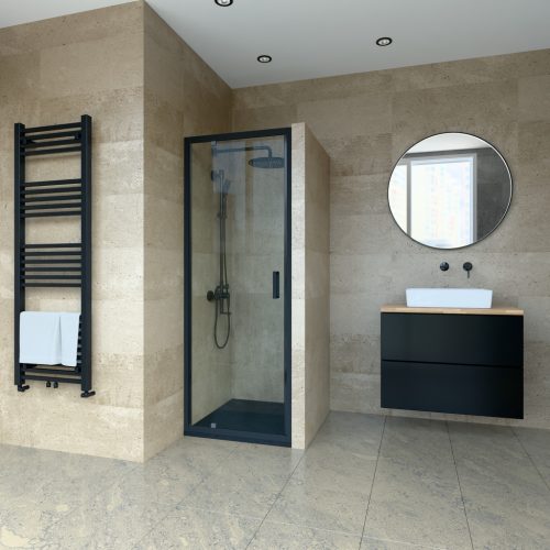 Welland SS-70 zuhanyajtó - 70 cm - fekete profil