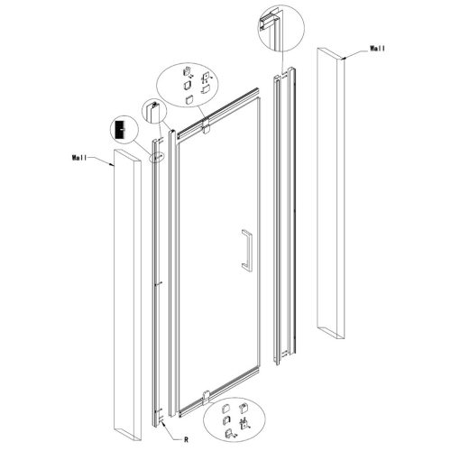 Welland SS-70 zuhanyajtó - 70 cm - fekete profil