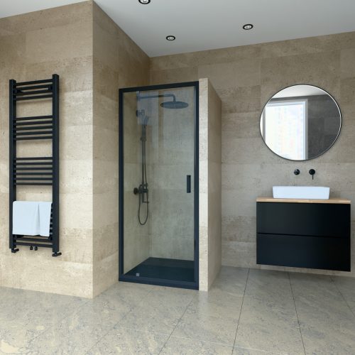 Welland SS-80 zuhanyajtó - 80 cm - fekete profil