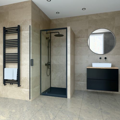 Welland SS-80 zuhanyajtó - 80 cm - fekete profil