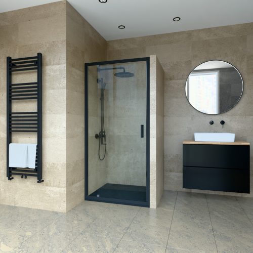 Welland SS-90 zuhanyajtó - 90 cm - fekete profil