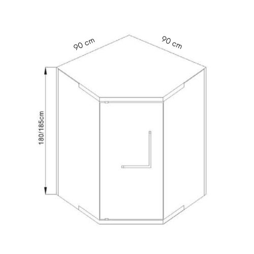 Welland SQ-9090 zuhanykabin elhúzható ajtóval - 90 x 90 cm - fekete profil