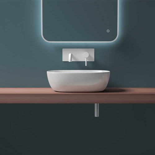 Welland T284 pultra építhető mosdókagyló rejtett lefolyóval - 46 x 37 cm