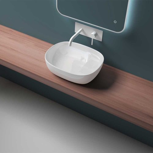 Welland T284 pultra építhető mosdókagyló rejtett lefolyóval - 46 x 37 cm