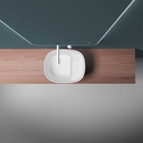 Welland T284 pultra építhető mosdókagyló rejtett lefolyóval - 46 x 37 cm