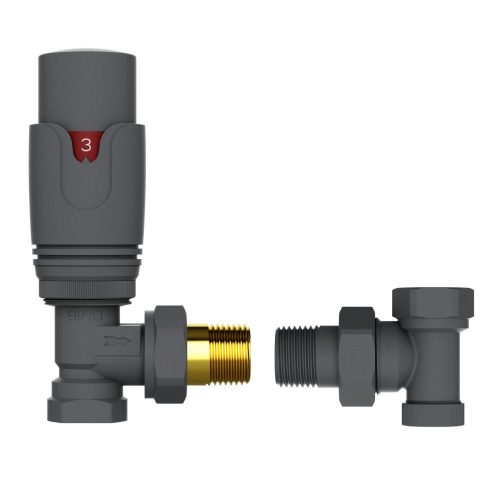 Termosztatikus radiátor sarokszelep készlet - 1/2" - szürke (TRCD10A-G)