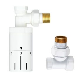   Termosztatikus radiátor sarokszelep készlet - 1/2" - fehér