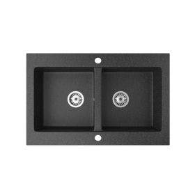 Gránit mosogató NERO Verso szifonnal fekete színű