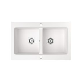 Kétmedencés gránit mosogatótálca fehér szín