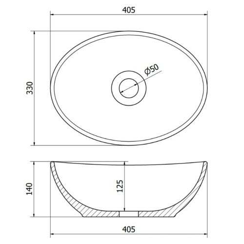Welland Y9020A pultra építhető mosdókagyló - 40 x 33 cm (arany)