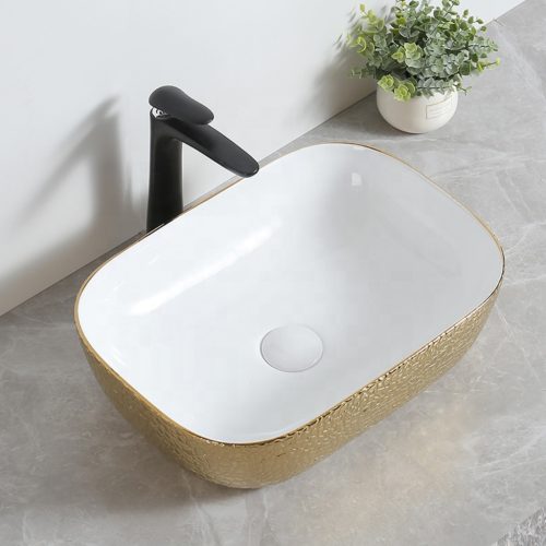 Welland pultra építhető kerámia mosdó - arany