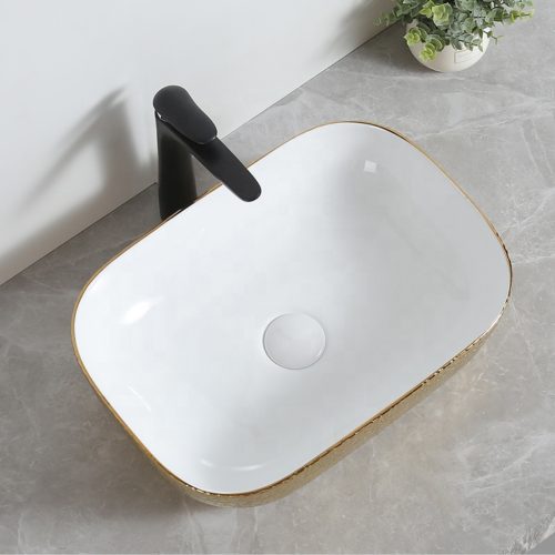 Welland pultra építhető kerámia mosdó - arany