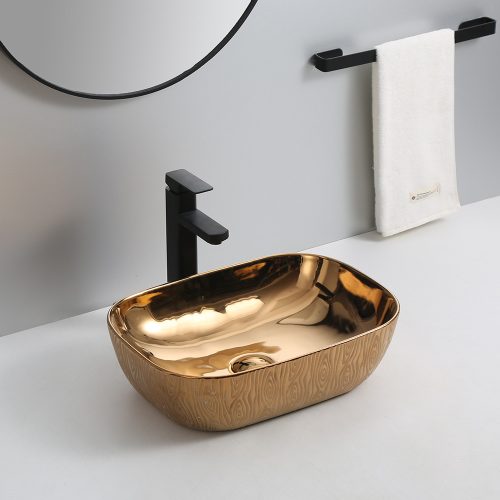 Welland pultra építhető kerámia mosdó - arany