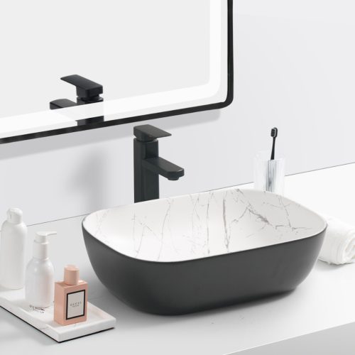 Welland pultra építhető kerámia mosdó - márvány