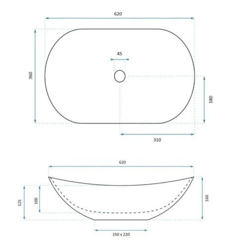 Welland pultra építhető kerámia mosdó - 62 cm