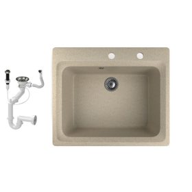 Gránit mosogató NERO Italia + szifon + dugóemelő (bézs)