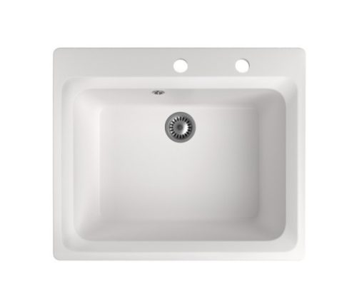 Gránit mosogató NERO Italia + automata dugókiemelő + szifon (fehér)