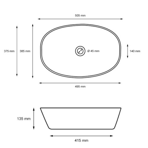 Kerámia mosdókagyló  - 50 x 39 cm